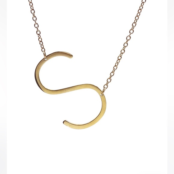 SAVVY CIE JEWELS 14K Gold Plated Initial Necklace – Letter S - Picture 1 of 7